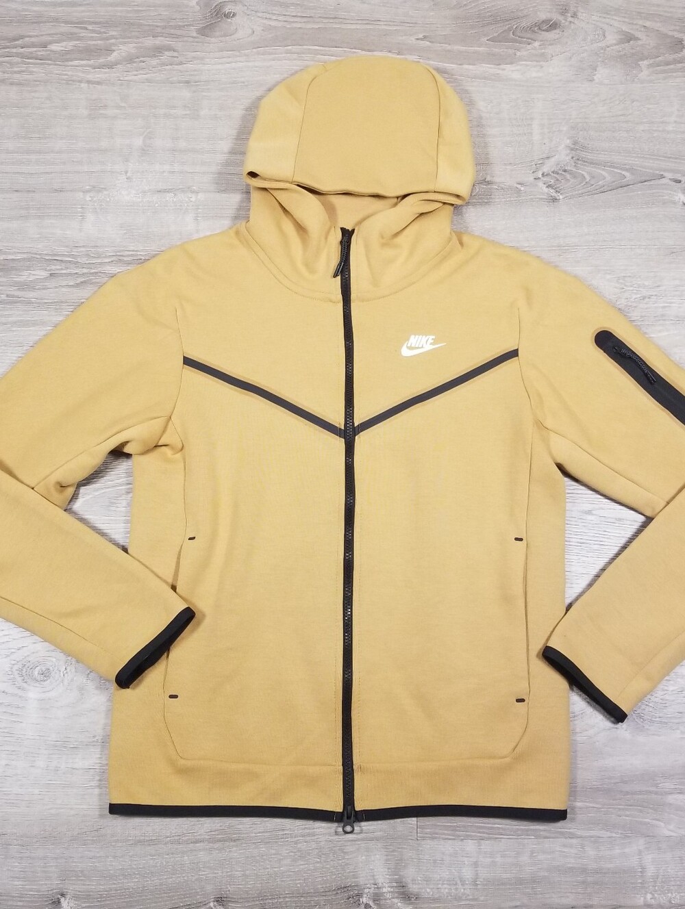 Nike Sportswear Tech Fleece Hoodie Mens Size Small Brown Full Zip Active Gym
